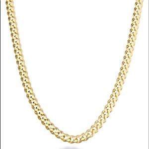 18K Gold 5mm Diamond-Cut Curb Cuban Chain